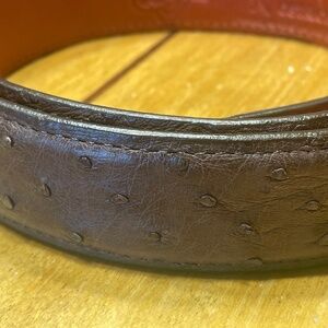 Vaccari Handcrafted Genuine Ostrich Leather Belt Size 44 Brown Made in Mexico
